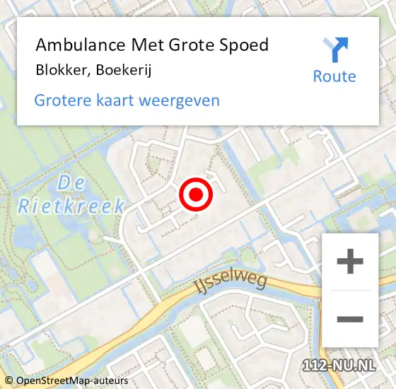 Locatie op kaart van de 112 melding: Ambulance Met Grote Spoed Naar Blokker, Boekerij op 14 september 2023 09:38
