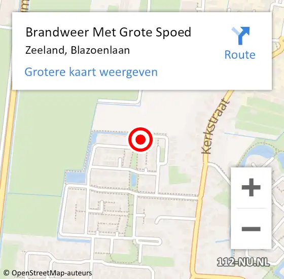 Locatie op kaart van de 112 melding: Brandweer Met Grote Spoed Naar Zeeland, Blazoenlaan op 14 september 2023 10:12