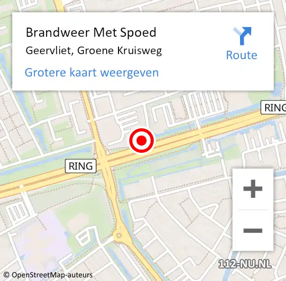 Locatie op kaart van de 112 melding: Brandweer Met Spoed Naar Geervliet, Groene Kruisweg op 14 september 2023 10:28