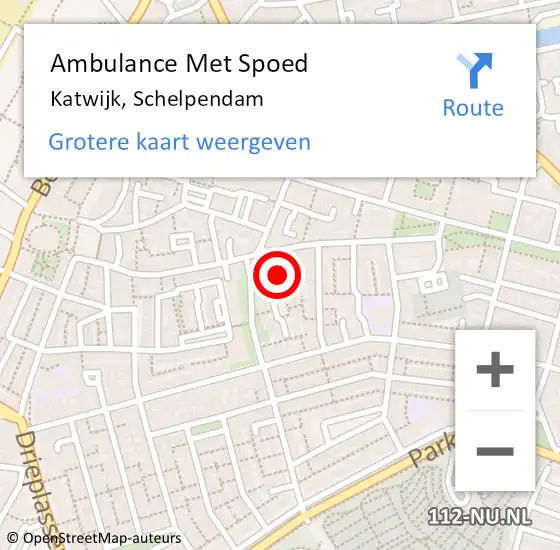 Locatie op kaart van de 112 melding: Ambulance Met Spoed Naar Katwijk, Schelpendam op 14 september 2023 10:49