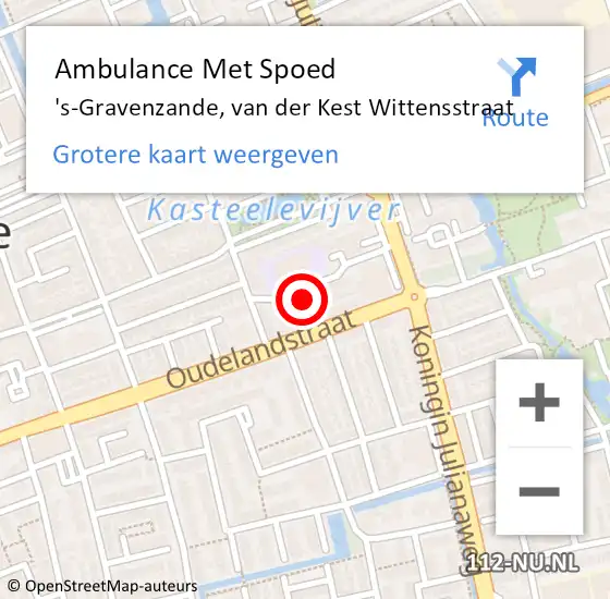 Locatie op kaart van de 112 melding: Ambulance Met Spoed Naar 's-Gravenzande, van der Kest Wittensstraat op 14 september 2023 10:50