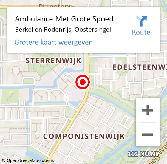 Locatie op kaart van de 112 melding: Ambulance Met Grote Spoed Naar Berkel en Rodenrijs, Oostersingel op 14 september 2023 10:57