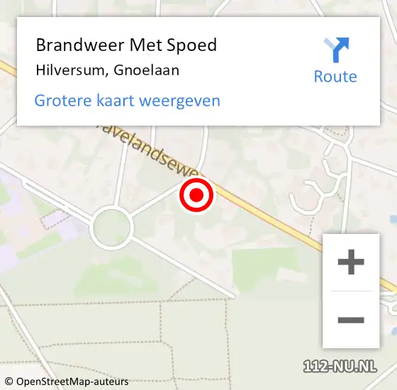 Locatie op kaart van de 112 melding: Brandweer Met Spoed Naar Hilversum, Gnoelaan op 14 september 2023 11:30