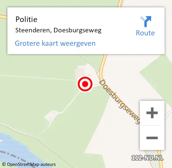 Locatie op kaart van de 112 melding: Politie Steenderen, Doesburgseweg op 14 september 2023 11:39