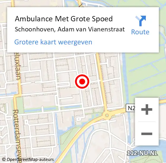 Locatie op kaart van de 112 melding: Ambulance Met Grote Spoed Naar Schoonhoven, Adam van Vianenstraat op 14 september 2023 11:56