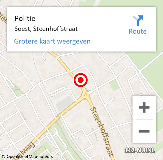 Locatie op kaart van de 112 melding: Politie Soest, Steenhoffstraat op 14 september 2023 12:13