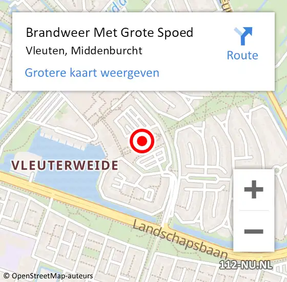 Locatie op kaart van de 112 melding: Brandweer Met Grote Spoed Naar Vleuten, Middenburcht op 14 september 2023 12:28