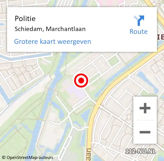 Locatie op kaart van de 112 melding: Politie Schiedam, Marchantlaan op 14 september 2023 12:35