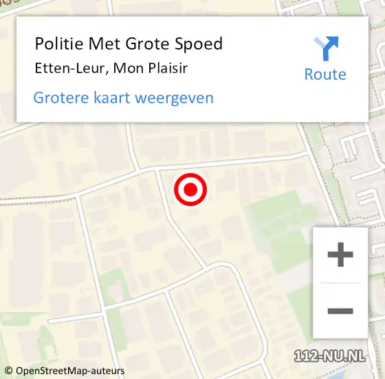 Locatie op kaart van de 112 melding: Politie Met Grote Spoed Naar Etten-Leur, Mon Plaisir op 14 september 2023 12:59