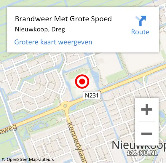 Locatie op kaart van de 112 melding: Brandweer Met Grote Spoed Naar Nieuwkoop, Dreg op 14 september 2023 13:03