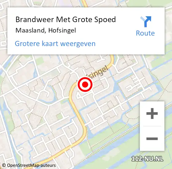 Locatie op kaart van de 112 melding: Brandweer Met Grote Spoed Naar Maasland, Hofsingel op 14 september 2023 13:03