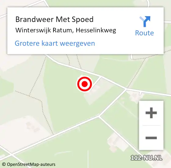 Locatie op kaart van de 112 melding: Brandweer Met Spoed Naar Winterswijk Ratum, Hesselinkweg op 14 september 2023 13:24