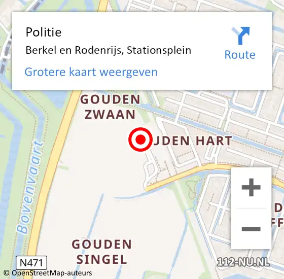 Locatie op kaart van de 112 melding: Politie Berkel en Rodenrijs, Stationsplein op 14 september 2023 13:28