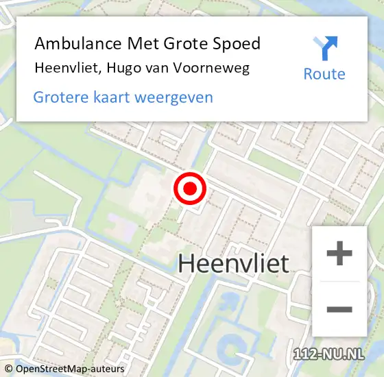 Locatie op kaart van de 112 melding: Ambulance Met Grote Spoed Naar Heenvliet, Hugo van Voorneweg op 14 september 2023 13:37