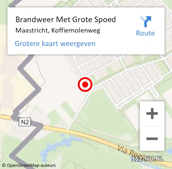 Locatie op kaart van de 112 melding: Brandweer Met Grote Spoed Naar Maastricht, Koffiemolenweg op 14 september 2023 13:49