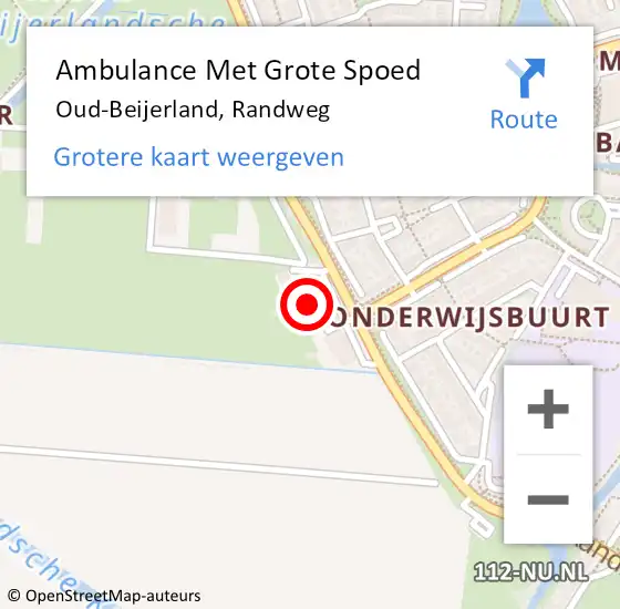 Locatie op kaart van de 112 melding: Ambulance Met Grote Spoed Naar Oud-Beijerland, Randweg op 14 september 2023 13:59
