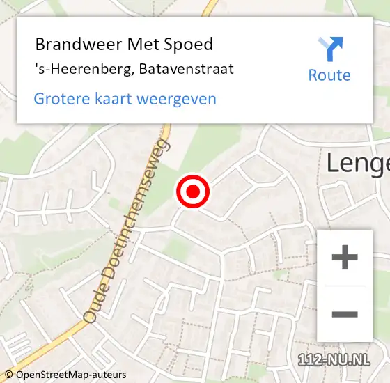Locatie op kaart van de 112 melding: Brandweer Met Spoed Naar 's-Heerenberg, Batavenstraat op 14 september 2023 14:06