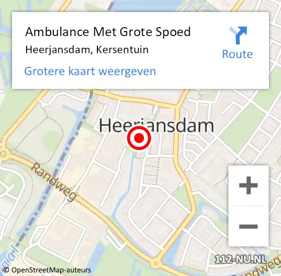 Locatie op kaart van de 112 melding: Ambulance Met Grote Spoed Naar Heerjansdam, Kersentuin op 13 oktober 2013 22:13