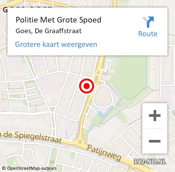 Locatie op kaart van de 112 melding: Politie Met Grote Spoed Naar Goes, De Graaffstraat op 14 september 2023 14:10