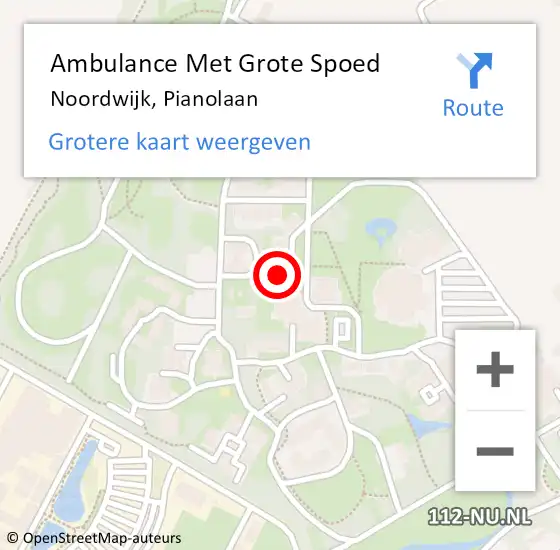 Locatie op kaart van de 112 melding: Ambulance Met Grote Spoed Naar Noordwijk, Pianolaan op 14 september 2023 14:10