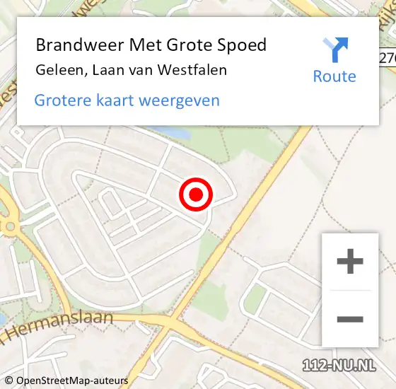 Locatie op kaart van de 112 melding: Brandweer Met Grote Spoed Naar Geleen, Laan van Westfalen op 14 september 2023 14:20