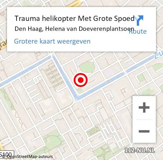 Locatie op kaart van de 112 melding: Trauma helikopter Met Grote Spoed Naar Den Haag, Helena van Doeverenplantsoen op 14 september 2023 14:35