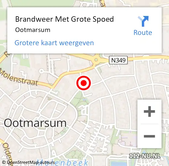 Locatie op kaart van de 112 melding: Brandweer Met Grote Spoed Naar Ootmarsum op 14 september 2023 14:54