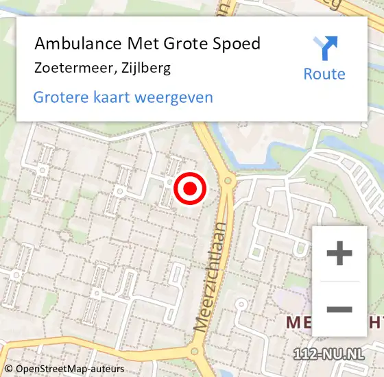 Locatie op kaart van de 112 melding: Ambulance Met Grote Spoed Naar Zoetermeer, Zijlberg op 14 september 2023 14:55