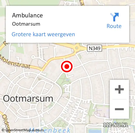 Locatie op kaart van de 112 melding: Ambulance Ootmarsum op 14 september 2023 14:56