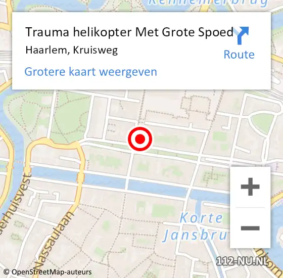 Locatie op kaart van de 112 melding: Trauma helikopter Met Grote Spoed Naar Haarlem, Kruisweg op 14 september 2023 15:31