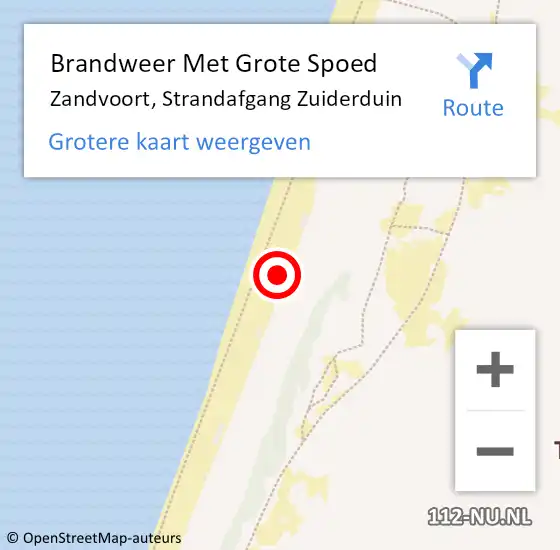 Locatie op kaart van de 112 melding: Brandweer Met Grote Spoed Naar Zandvoort, Strandafgang Zuiderduin op 14 september 2023 15:44