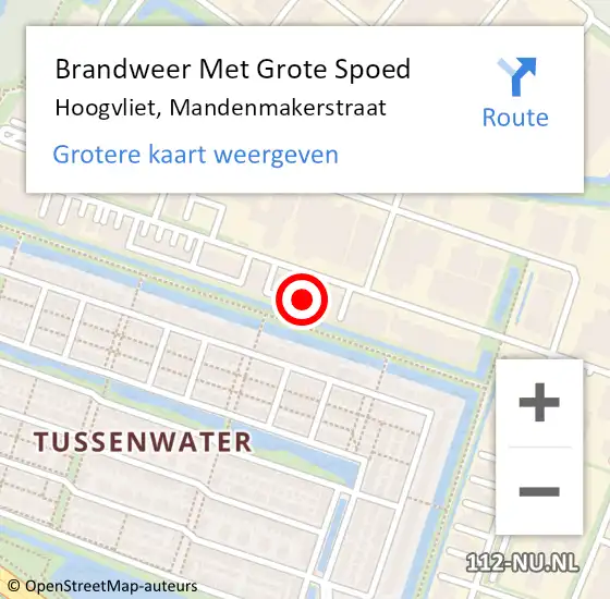 Locatie op kaart van de 112 melding: Brandweer Met Grote Spoed Naar Hoogvliet, Mandenmakerstraat op 14 september 2023 15:46