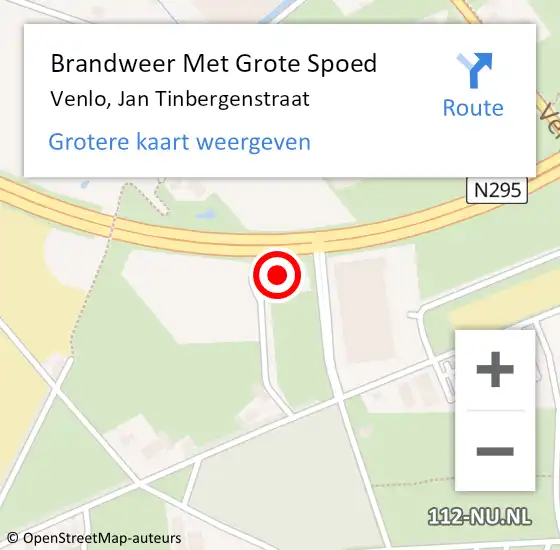 Locatie op kaart van de 112 melding: Brandweer Met Grote Spoed Naar Venlo, Jan Tinbergenstraat op 14 september 2023 16:03