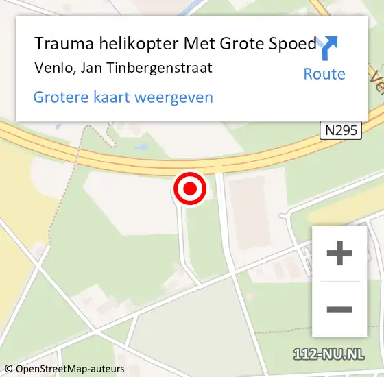 Locatie op kaart van de 112 melding: Trauma helikopter Met Grote Spoed Naar Venlo, Jan Tinbergenstraat op 14 september 2023 16:08