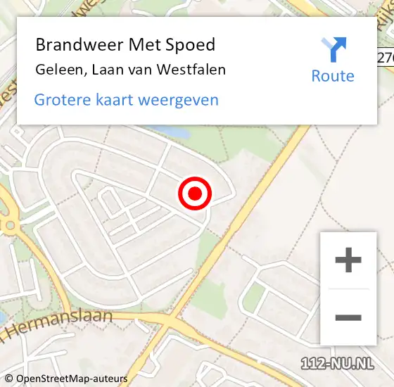 Locatie op kaart van de 112 melding: Brandweer Met Spoed Naar Geleen, Laan van Westfalen op 14 september 2023 16:09