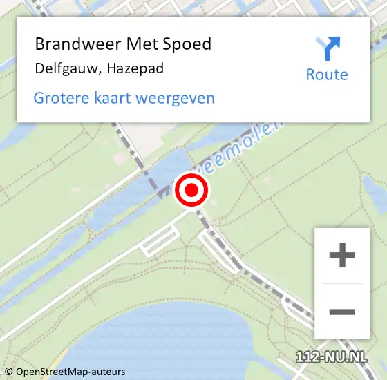 Locatie op kaart van de 112 melding: Brandweer Met Spoed Naar Delfgauw, Hazepad op 14 september 2023 16:18