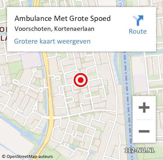 Locatie op kaart van de 112 melding: Ambulance Met Grote Spoed Naar Voorschoten, Kortenaerlaan op 14 september 2023 16:39