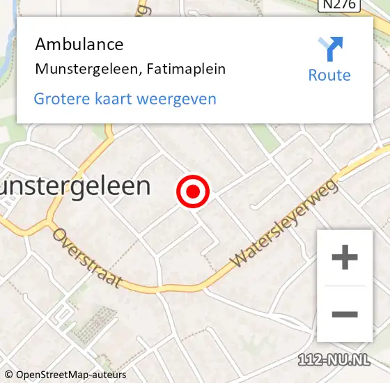 Locatie op kaart van de 112 melding: Ambulance Munstergeleen, Fatimaplein op 8 september 2014 09:46
