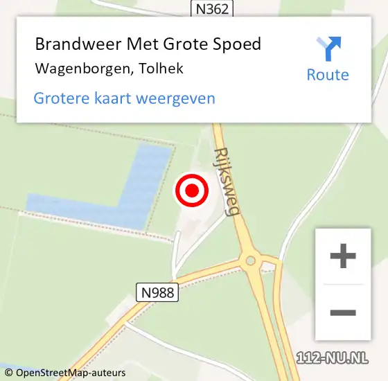 Locatie op kaart van de 112 melding: Brandweer Met Grote Spoed Naar Wagenborgen, Tolhek op 14 september 2023 16:47