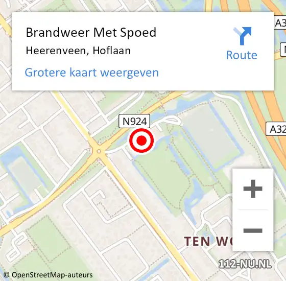 Locatie op kaart van de 112 melding: Brandweer Met Spoed Naar Heerenveen, Hoflaan op 14 september 2023 17:03