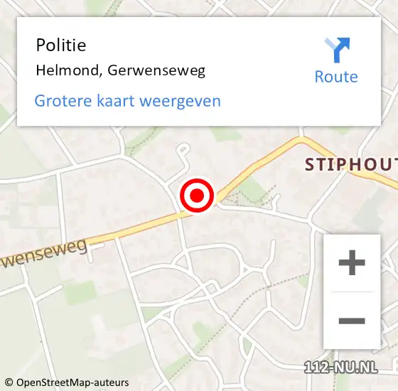 Locatie op kaart van de 112 melding: Politie Helmond, Gerwenseweg op 14 september 2023 17:11