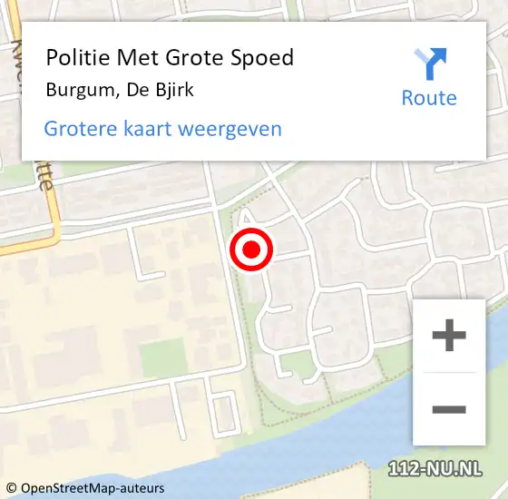 Locatie op kaart van de 112 melding: Politie Met Grote Spoed Naar Burgum, De Bjirk op 14 september 2023 17:50