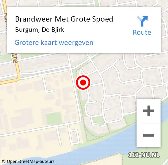 Locatie op kaart van de 112 melding: Brandweer Met Grote Spoed Naar Burgum, De Bjirk op 14 september 2023 17:50