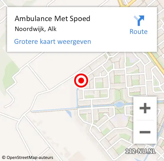 Locatie op kaart van de 112 melding: Ambulance Met Spoed Naar Noordwijk, Alk op 14 september 2023 17:53