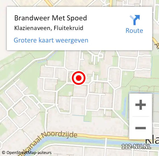 Locatie op kaart van de 112 melding: Brandweer Met Spoed Naar Klazienaveen, Fluitekruid op 14 september 2023 18:20