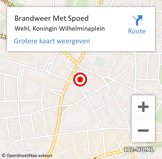 Locatie op kaart van de 112 melding: Brandweer Met Spoed Naar Wehl, Koningin Wilhelminaplein op 14 september 2023 18:31