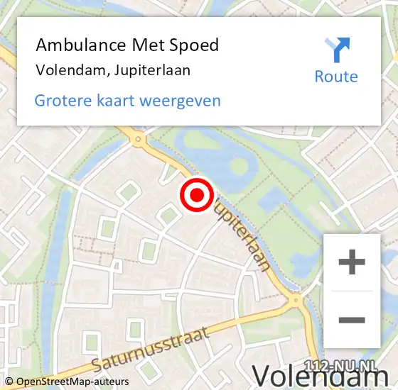 Locatie op kaart van de 112 melding: Ambulance Met Spoed Naar Volendam, Jupiterlaan op 14 september 2023 18:34