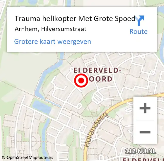 Locatie op kaart van de 112 melding: Trauma helikopter Met Grote Spoed Naar Arnhem, Hilversumstraat op 14 september 2023 18:36