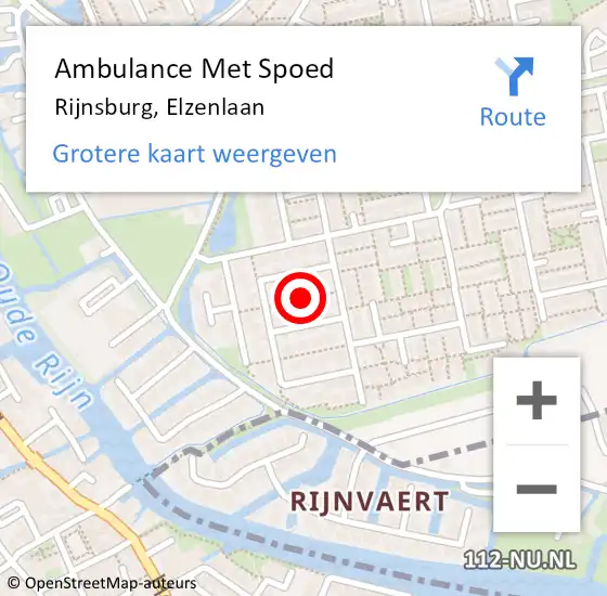 Locatie op kaart van de 112 melding: Ambulance Met Spoed Naar Rijnsburg, Elzenlaan op 14 september 2023 18:40