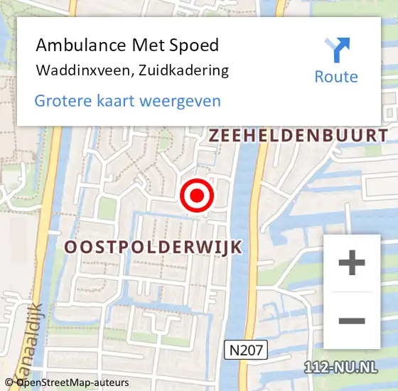 Locatie op kaart van de 112 melding: Ambulance Met Spoed Naar Waddinxveen, Zuidkadering op 14 september 2023 19:03